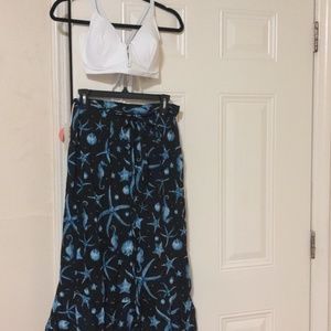Aguabendita Women's Wrap Skirt Cover-up and Shade &  Shore Women's Bikini Top